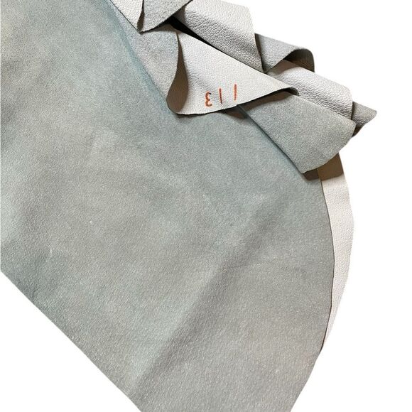 JAZMIN CHEBAR Suede Flared Pants with Ruffle Detail Light Green Size 3 - Picture 7 of 10